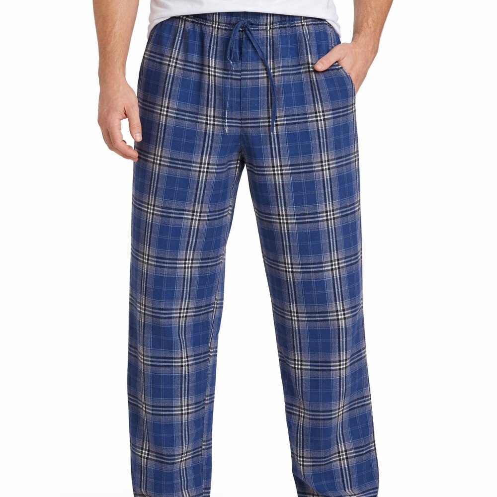 100% Cotton Lands' End Navy Plaid Cotton Pajama Pants Size M